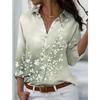 Women's 3D Floral Huah Polyester Long Sleeve Shirt Spring and Autumn Fashion Casual Daily Wear Lapel 3D Shirt