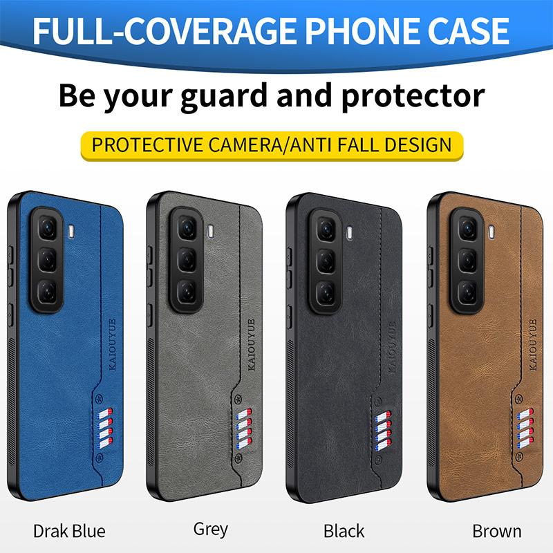Stitching Color Retro Matte Leather Case For Infinix Hot 60 50 40 Pro Plus 60i 50i Full Cover Camera Protector Anti Slide Shell