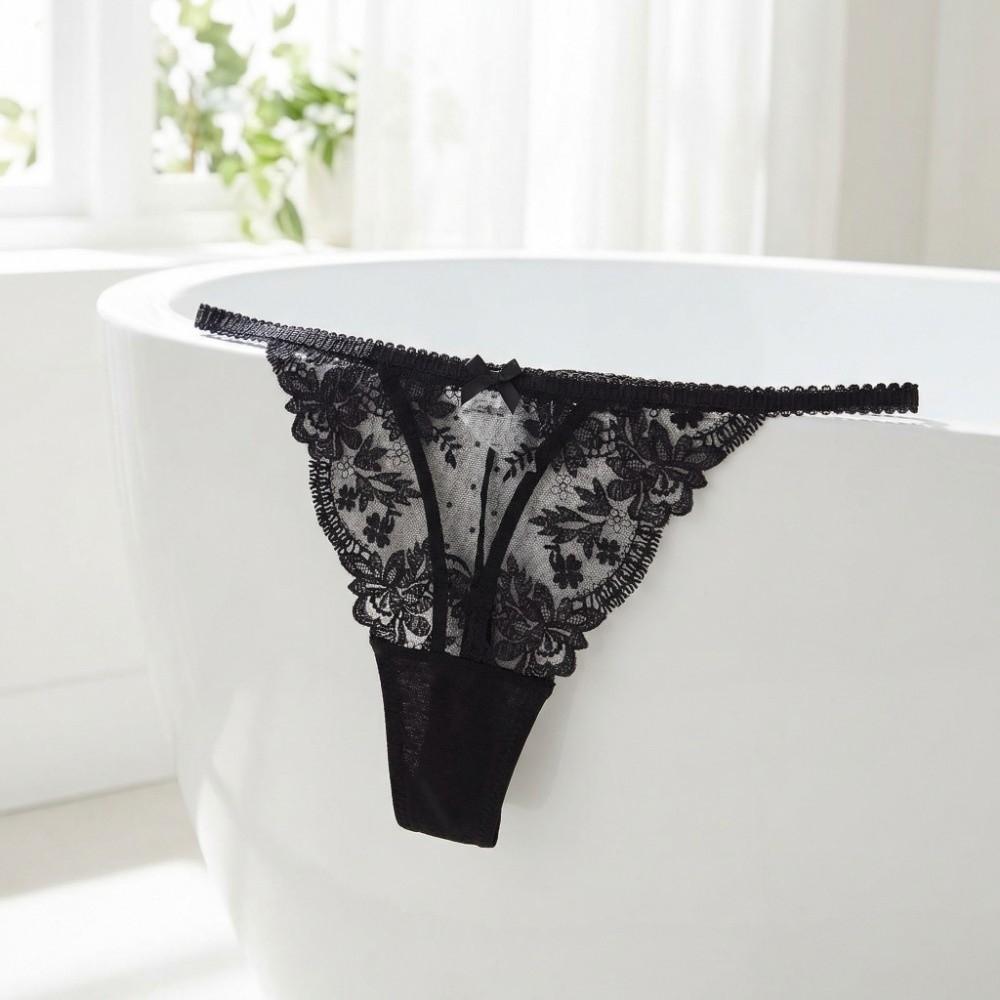 Embroidery Sheer Mesh Lace Thong Lace Romantic T Panties Fashion Lace Flower Briefs Women Home