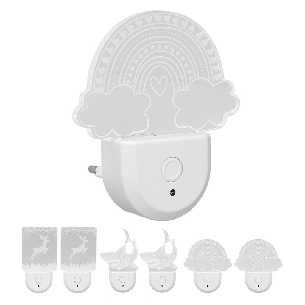 2Pcs Plug Into Wall Night Light Acrylic RGB Energy Efficient Light Sensing Xmas Night Lamp for Bedro