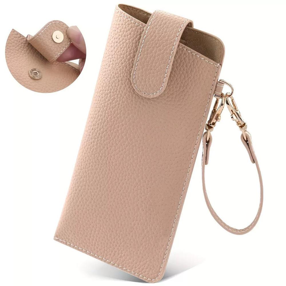 

2025 Men Women Glasses Case Soft Leather Sunglasses Storage Bag Portable Hangable Pocket Cases Slim Travel Pouch for Sunglasses розовый