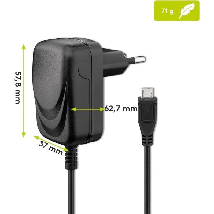 Chargeur Micro-USB - Goobay - Bloc d'alimentation 5W - Recharge rapide - Compact - 40g