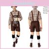 Stilvolle deutsche Oktoberfest-Kleidung Herren Fawn-Print Khaki Kariertes Kostümset