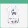 Malwee Boy Sommer Baumwoll T-Shirt und Shorts Set mit Cartoon-Dinosaurier-Aufdrucken für Kinder von 3 bis 8 Jahren