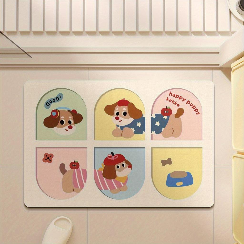 Cute Cartoon Anti-Slip Diatom Mud Bathroom Mat - Water Absorbent Foot Pad for Toilet Door