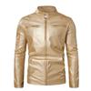 Herren-Lederjacke mit langen Ärmeln, glänzend, in Gold und Silber, Größe L