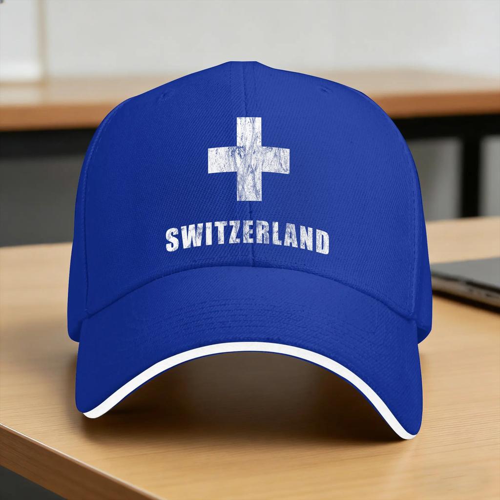 Switzerland Swiss Flag  Sun Baseball Cap Summer Couple Women  Print Trucker Hat Sunscreen Vintage Hunting Camping Baseball Caps