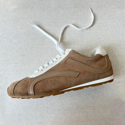 Sheepskin Version~ Retro Casual Sports Shoes Flat Bottom Round Head Lace-up German Training Shoes Women's 2025 Spring and Autumn Versatile Forrest Gu