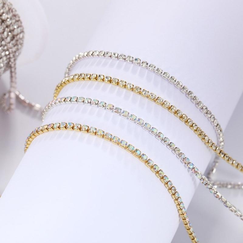 Rhinestones Close Chain Sew On Glass Rhinestones Trim Rhinestones Chain Rhinestones Cup Chain for DIY Craft Decorations