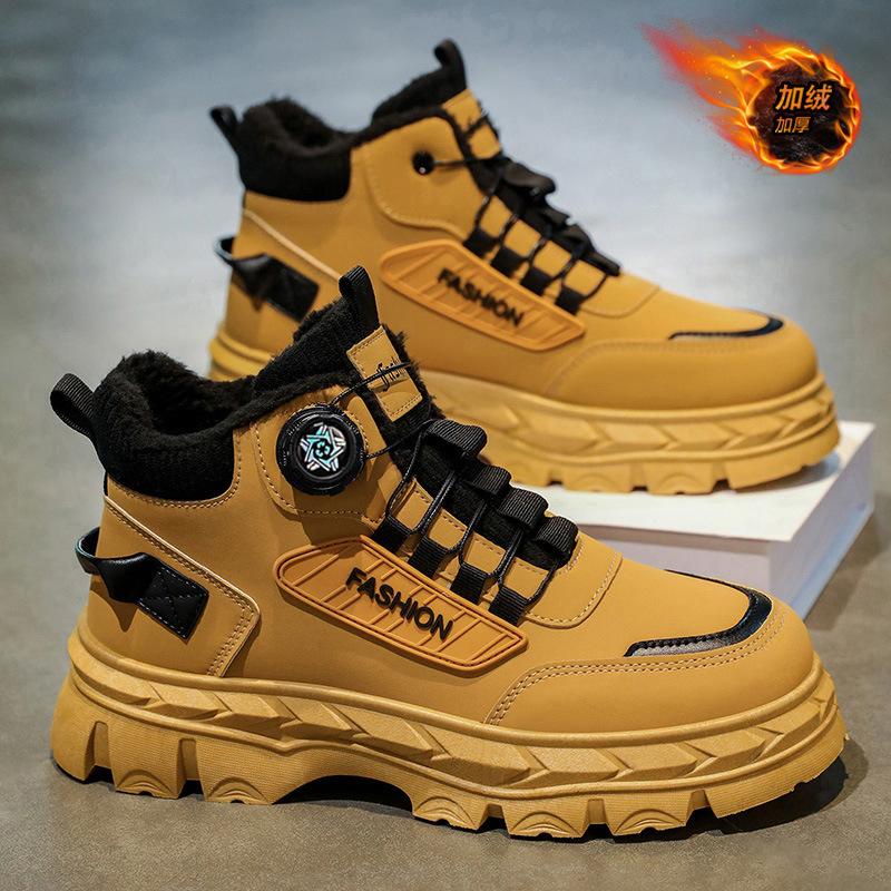 Winter single cotton Martin shoes rotating button lightweight velvet cotton shoes trendy sneakers
