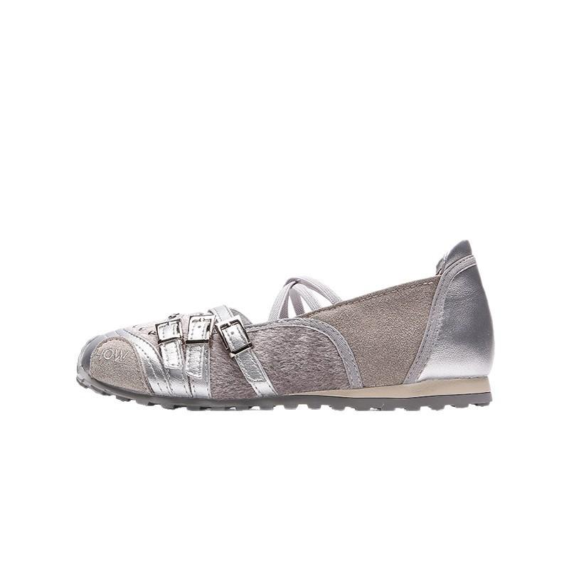 Sheepskin Version~ Retro Ballet Flats Women's 2025 Summer New Rivets Inner Height Increase Shallow Mouth Mary Jane Single Shoes
