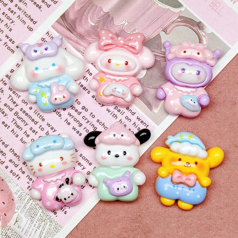10 Pcs New Mini Kawaii Cartoon Animal Kitten Puppy Rabbit Resin Scrapbook Diy Jewelry Children Gift Hairpin Accessories A10
