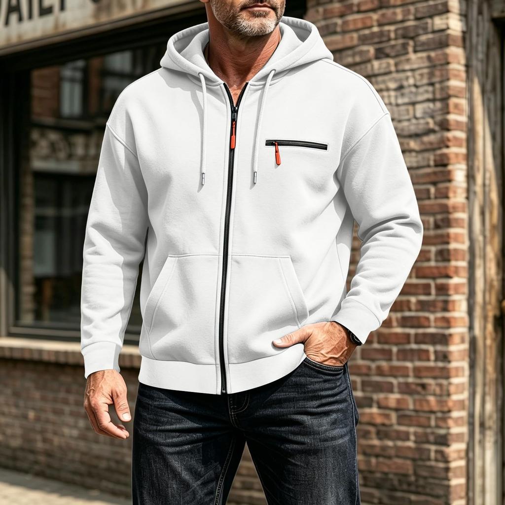 Men's Casual Zip-Up Hoodie Sweatshirt with Pockets for Everyday Wear
