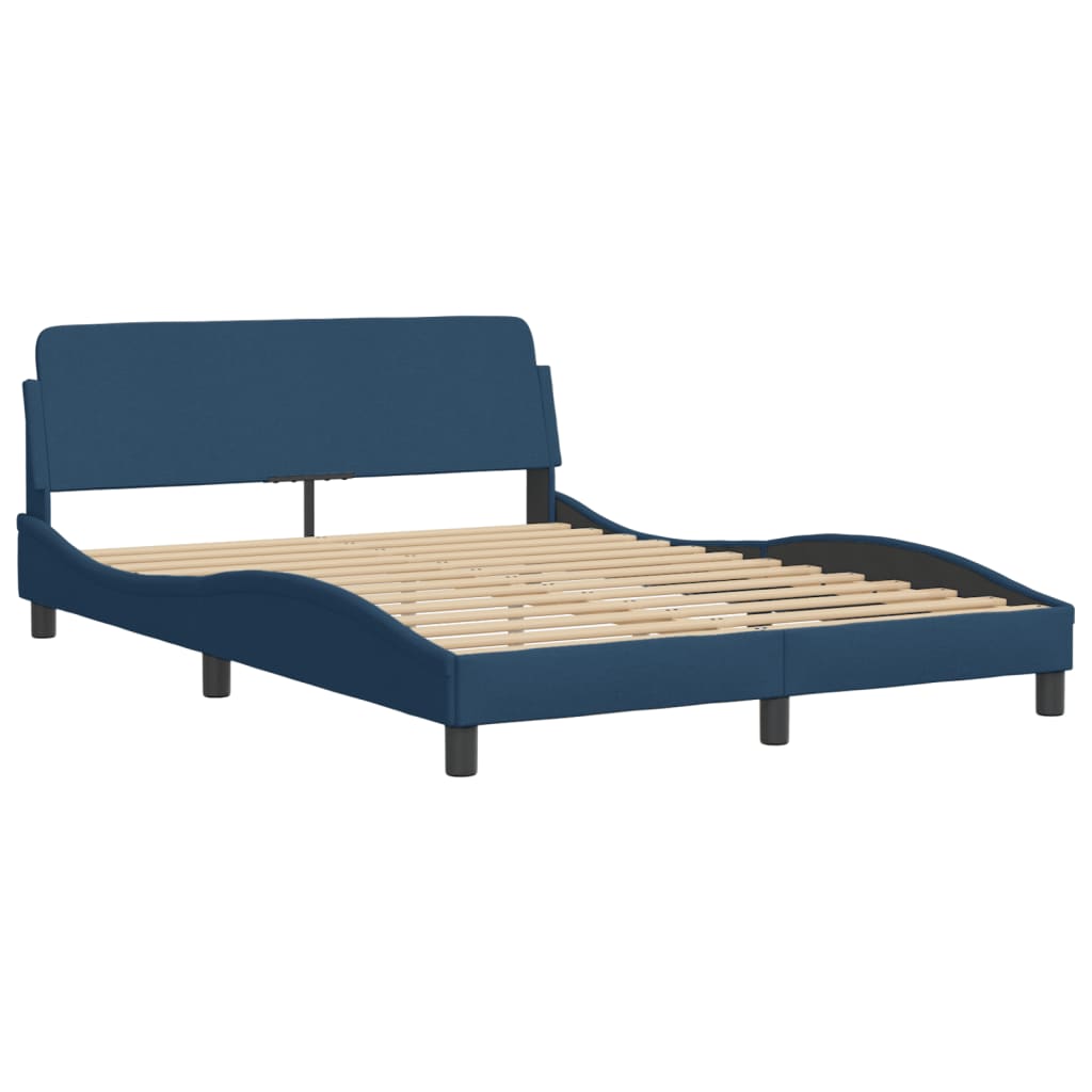Vidaxl Bed With Mattress, Blue, 140X190 Cm, Upholstered