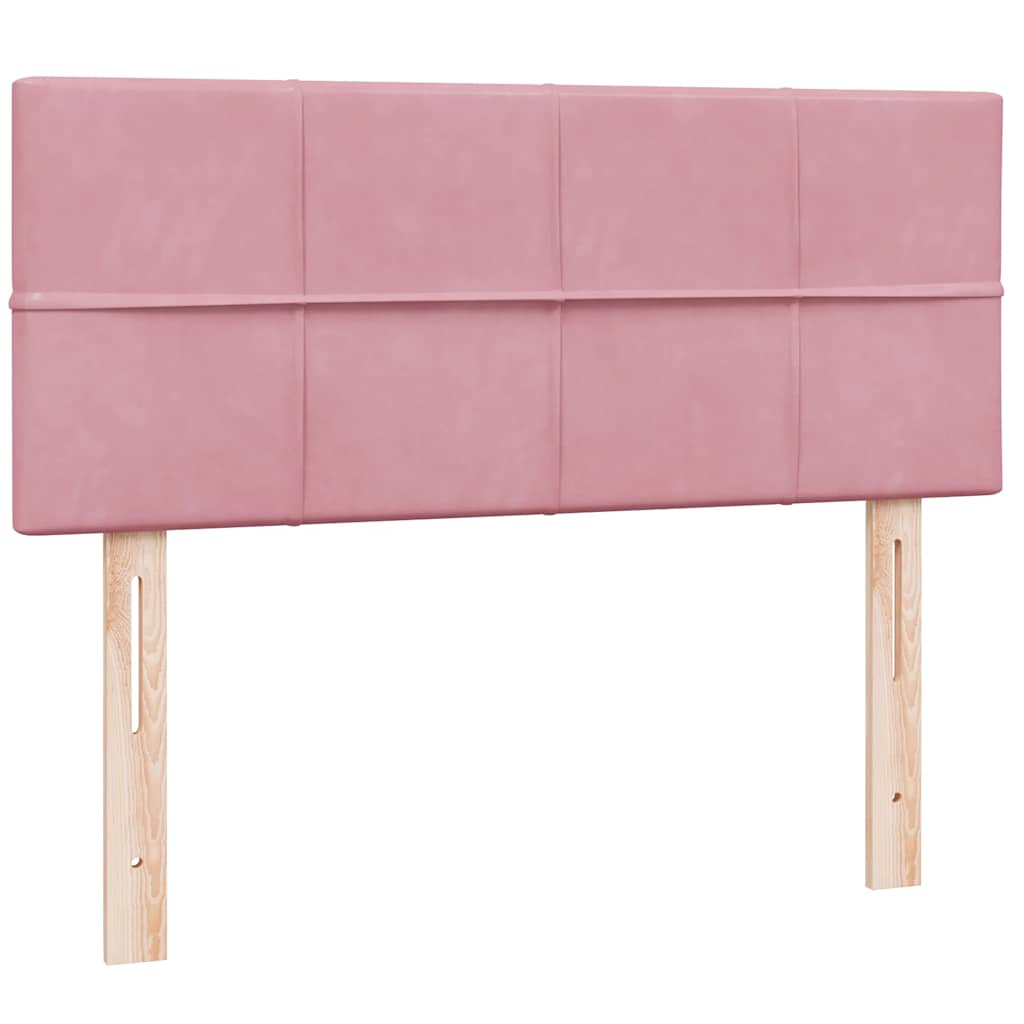 Box Spring Bed with Mattress & LED Lighting Pink 120 X 220 Cm Velvet