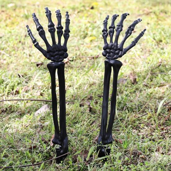 Halloweenská dekorace kostry s kolíkem Realistická kostra ruka paže s kolíkem do trávníku Venkovní lebka kost dvora cedule pro zahradu trávník hřbitovní dekorace