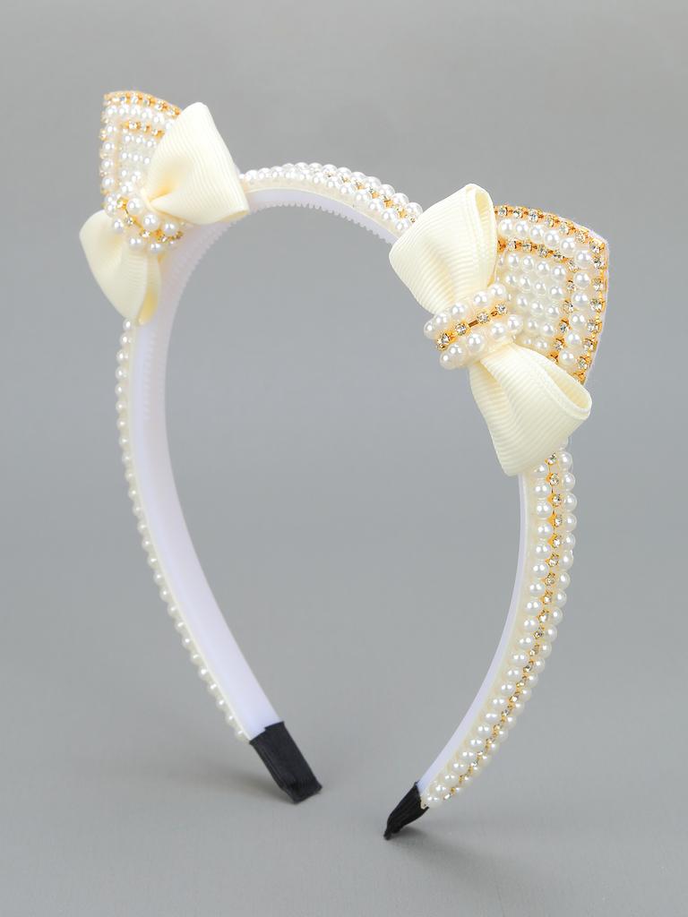 1PC Elegant Cat Ear Pearl Hairbands Fashion Women's Rhinestone Headband Hair Hoop Hair Bands for Girls Hair Accessories