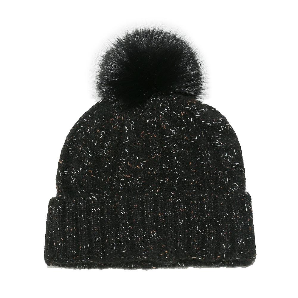 2025 autumn and winter blended wool hat outdoor riding warm winter hat braid hairball knitted hat women