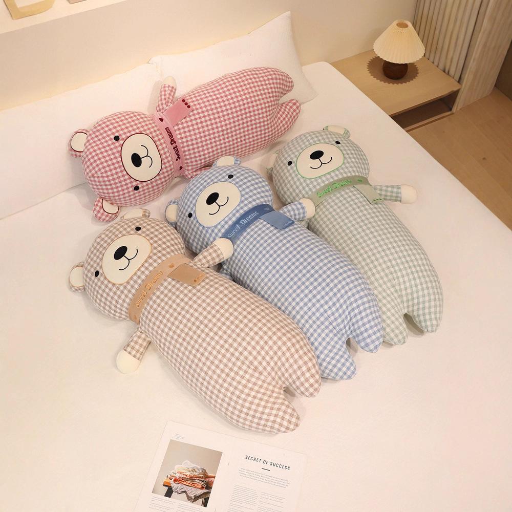 Bear Long Pillow Plush Toy Stuffed Animal Washable Doll for Kids Sleep Comfort Girl Gift