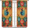 Rustic Rooster Floral Curtains, Bohemian Folk Art Printed Kitchen Window Treatments for Living Room Bedroom Farmhouse Decor