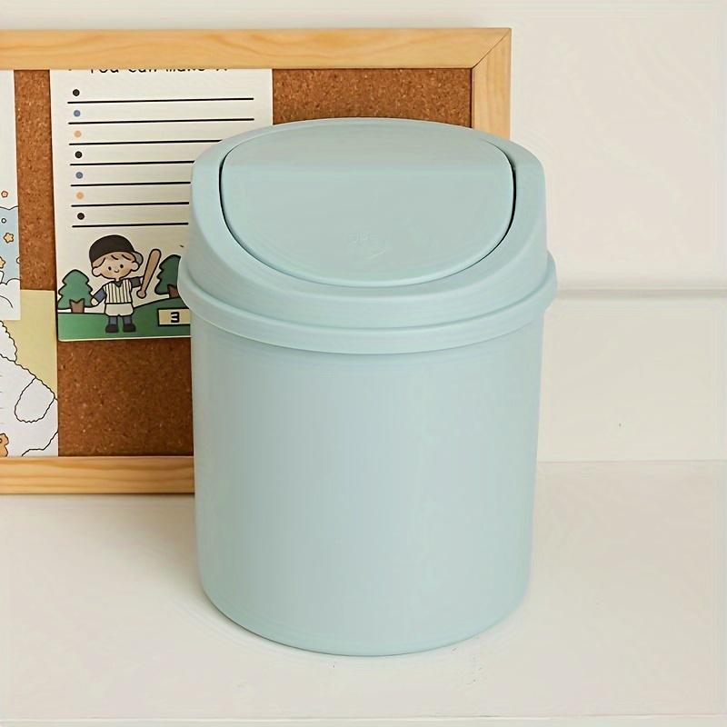

Mini Desktop Trash Can with Lid - Polypropylene Cylindrical Desktop Trash Can, Screw Cover, Non Electric рожевий