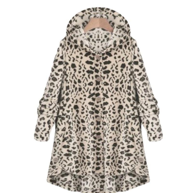 Women S Solid Color Hooded Button Plush Casual Coat