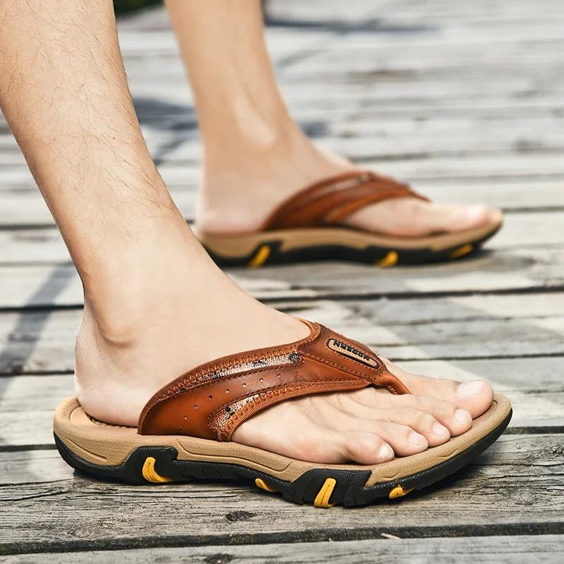 Fashion Men's Summer Shoes Fashion High Quality Slippers Breathable Beach Flip Flops Comfy Walking Man Male Men Slippers Shoes for Men