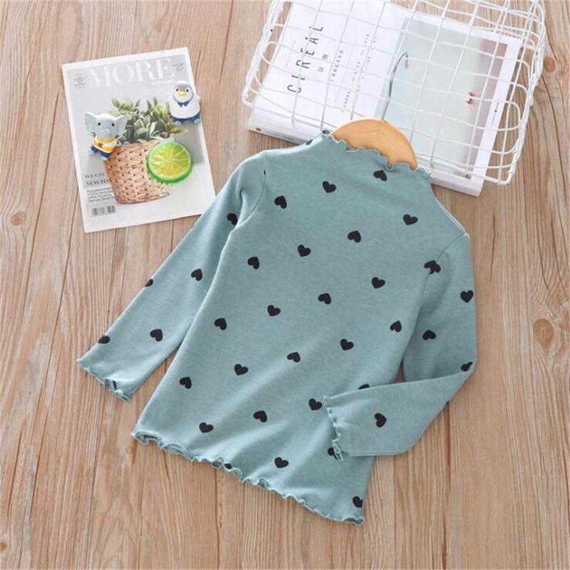 

Дитяча бавовняна футболка з довгим рукавом для дівчаток, весна-осінь, м’яка підошва, модна водолазка, сорочка, верхній одяг 130 зелений