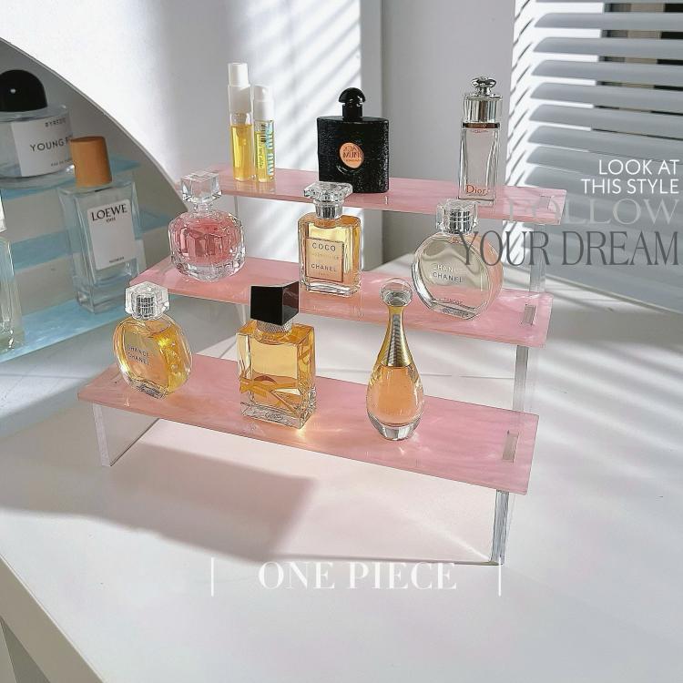 Acrylic Riser Display Stands 3 Tier Perfume Organizer Display Shelf & Versatile Cupcake Stand Holder for Figures,Dessert Shelf