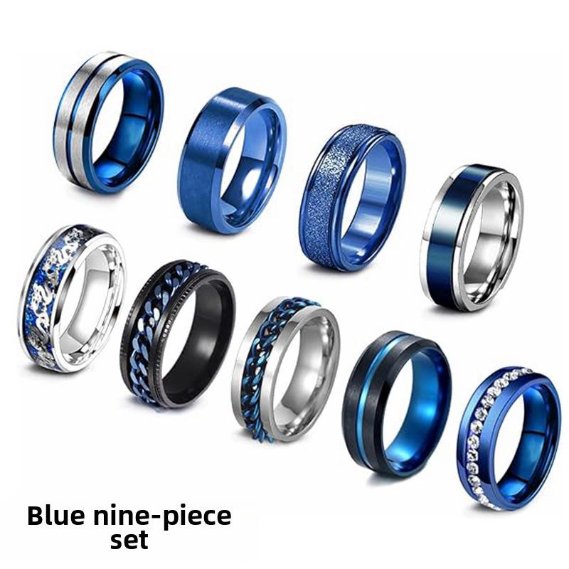 Titanium Steel Rotating Chain Ring Set for Men and Women - 9 Pieces (2024 Fashion)