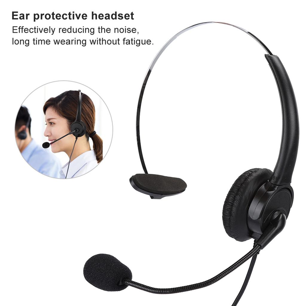 Telephone Monaural Headset Landline Phone Headphone with Microphone for Home Use
