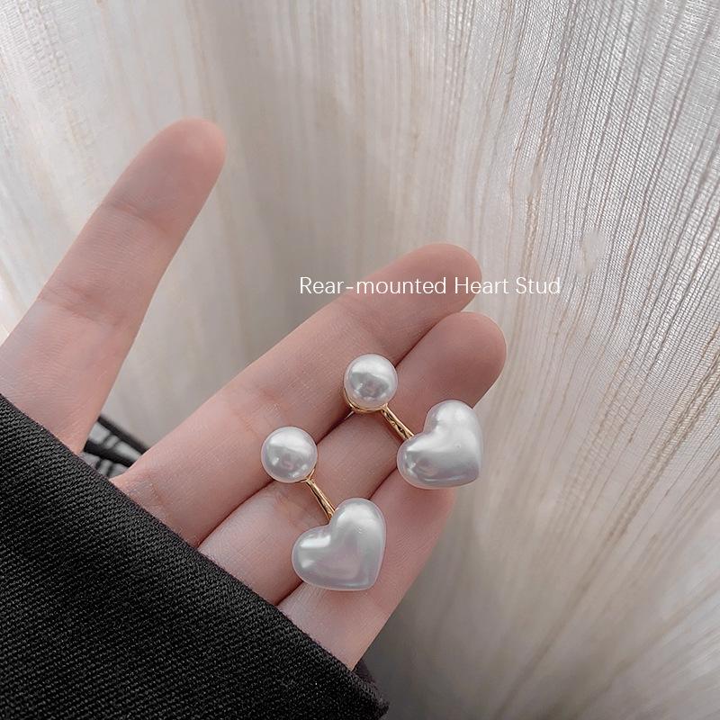 Elegant Pearl Heart Dangle Earrings - Versatile Celebrity Style Studs