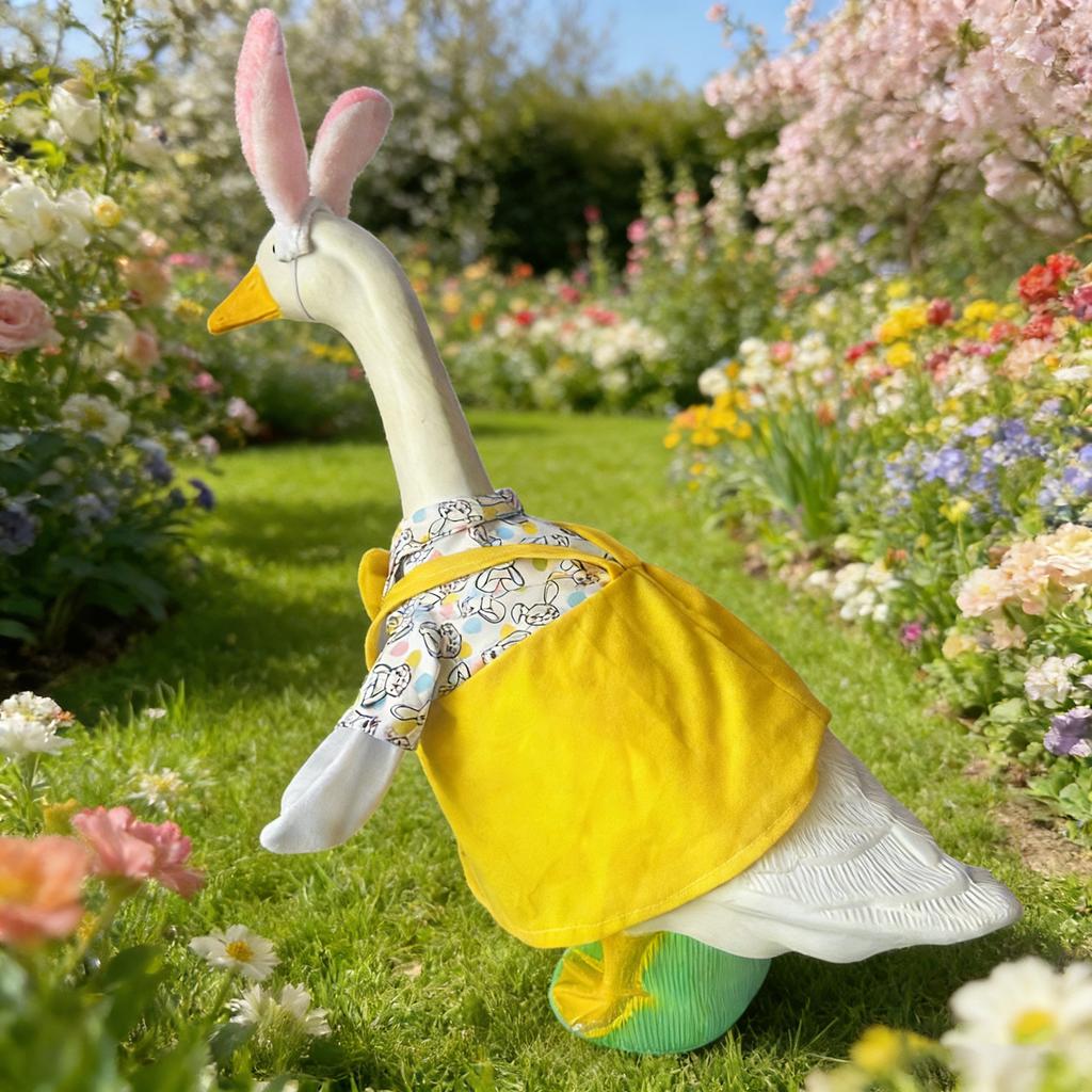 Easter Bunny Porch Goose Outfits For Cement Goose ' Lawn Goose Statue Clothes Bunny Ear Hat Easter Decor