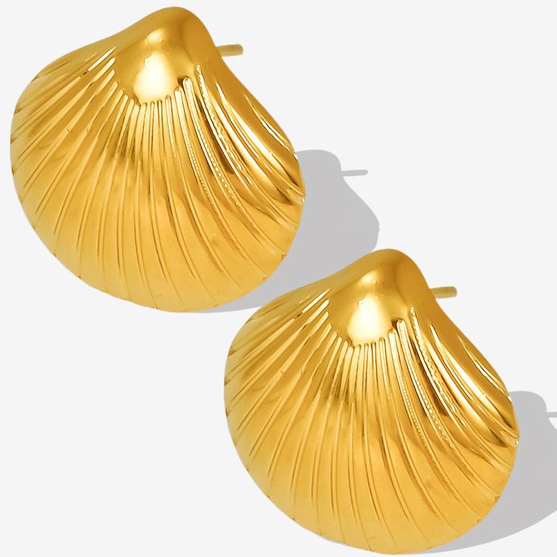 Real Gold Plated Ocean Animal Sea Star Conch Shell Metal Spiral Stainless Steel Ear Studs Earring For Women Men Jewelry Piercing