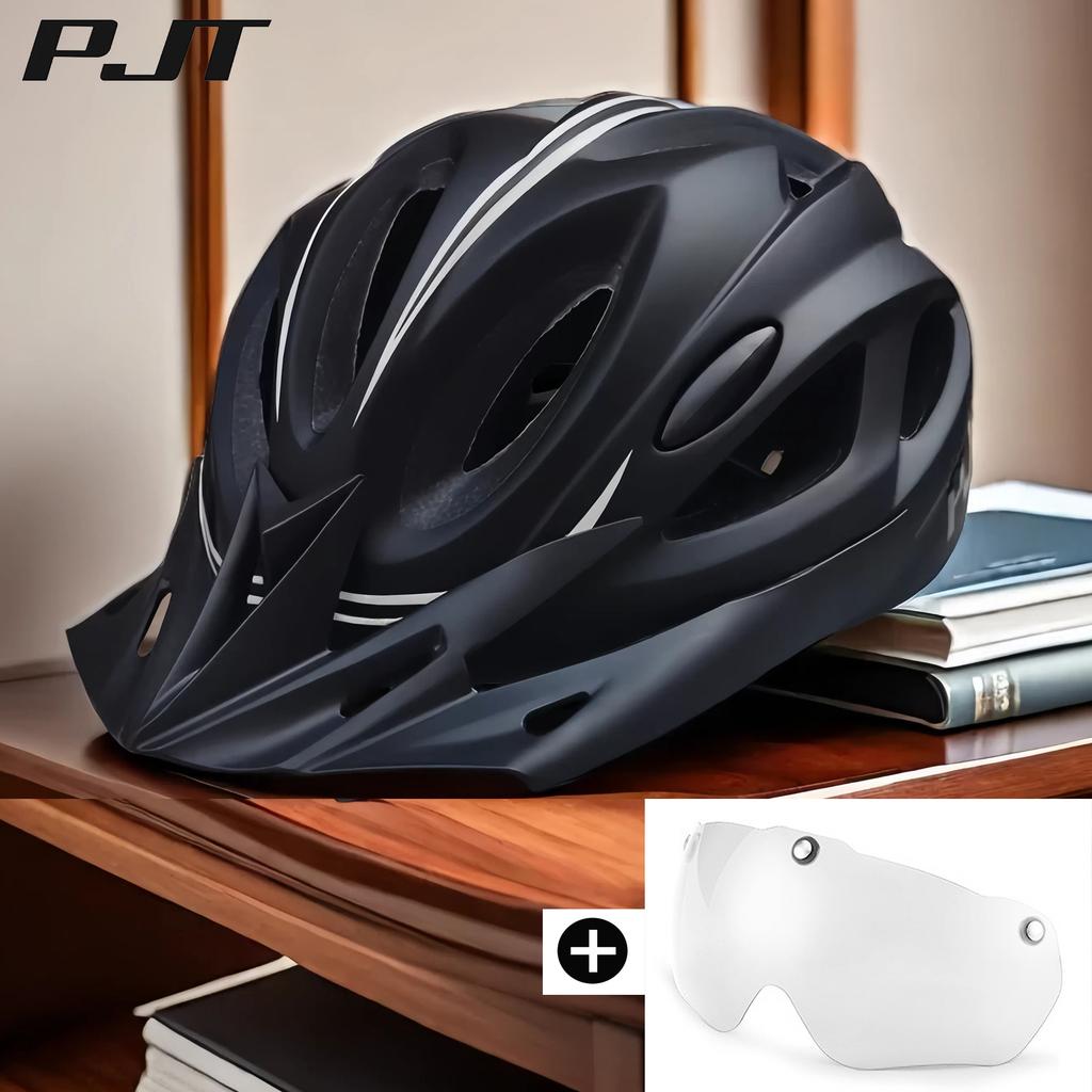 Matt Color 4 In 1 Bike Helmet With Sun Goggle & Sun Visor Rechargeable Adult Bicycle Helmet Sunglasses Road MTB Cycling Helmet