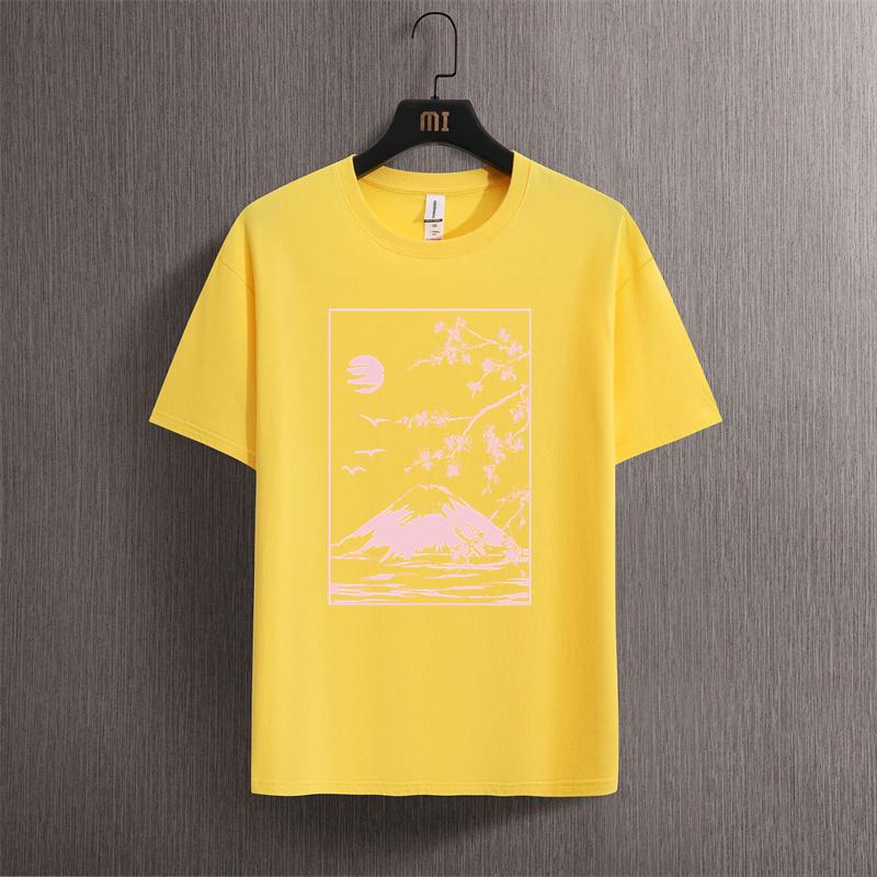 Tokyo Sakura Mount Fuji Business Card T Shirt Women Fashion Tee Clothing Cotton Summer Casual Tops Hip Hop Loose Cotton T-Shirt