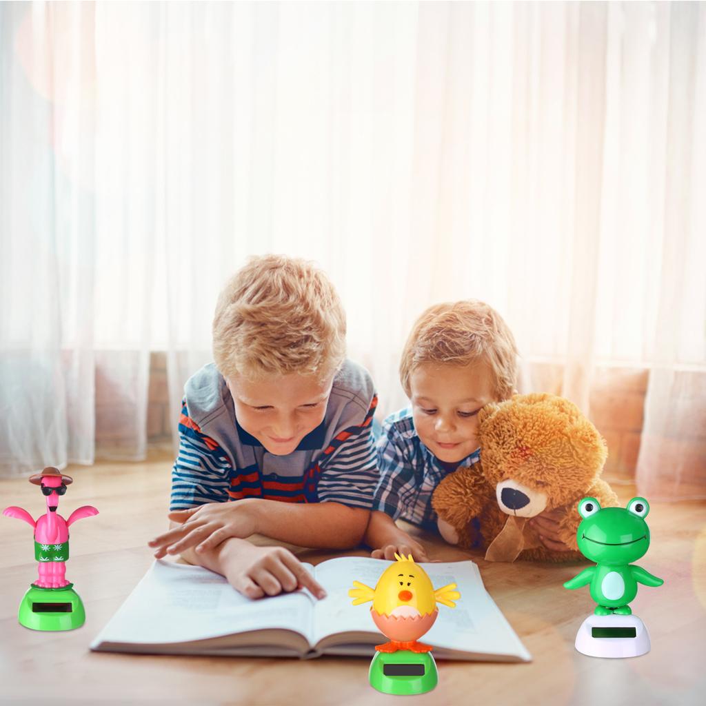 6 Pcs Solar Powered Dancing Animal Dolls Swinging Animated   Window Sun Catcher Car Decor Portable Suncatchers,Frog