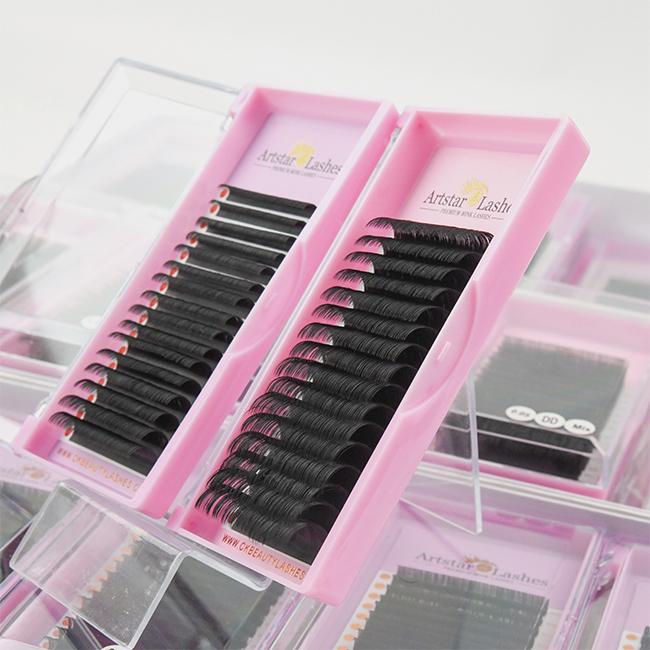 Korean PBT Custom Private Label Mink Individual Lashes Matte Black Lash Trays Volume Classic Cashmere Eyelash Extension