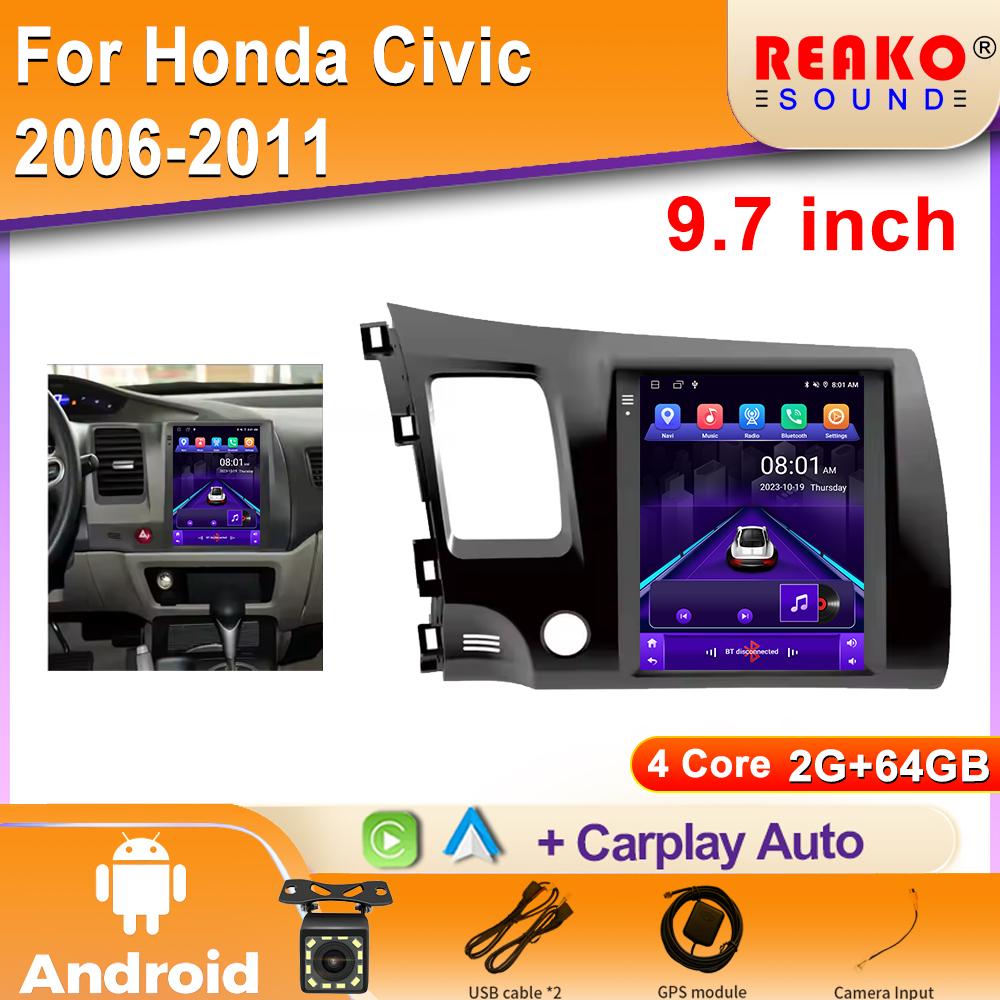 Android Carplay For Honda Civic 2006-2011 9.7 Inch Tesla Style Android Car Multimedia Player 4G Wifi Navigation Touch Display