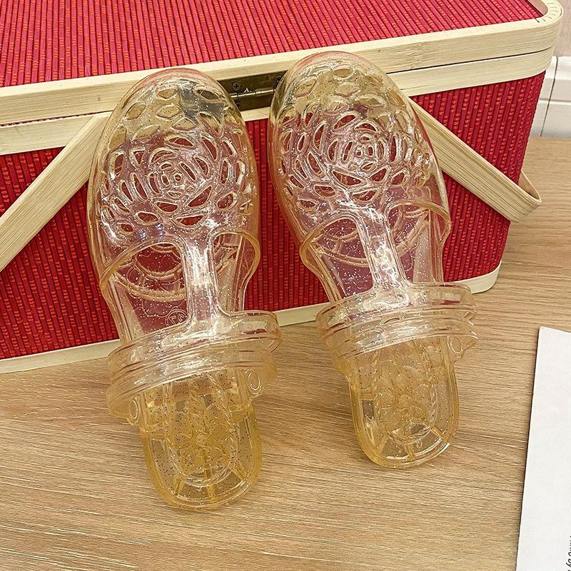 

Fashion New Bag Head Slippers Summer Hollow Crystal Cool Slippers Women s Wear Beach Sandals Wholesale 36-37 небесно-голубой