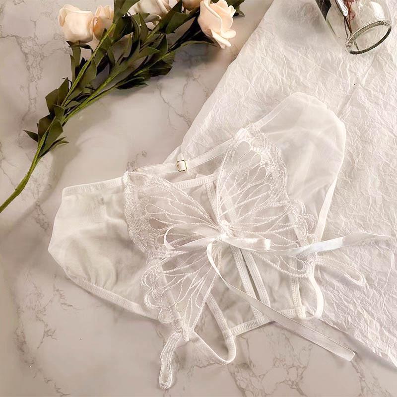 Wandering Butterfly Temptation Low-Rise Mesh Panties with Open Crotch