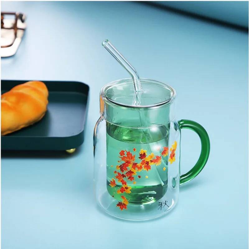 

2025 Latest Double Wall Glass Tumbler With Lid And Straw Popular Summer Drink Cup For Beauty Cute Rabbit Milk Teacup Coffee Mug 340ml