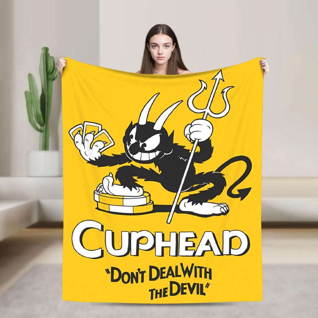 Cupheads & Mugmans Blankets Quality Soft Cartoon Bedding Throws Winter Boy Girl Bedroom Print Bedspread