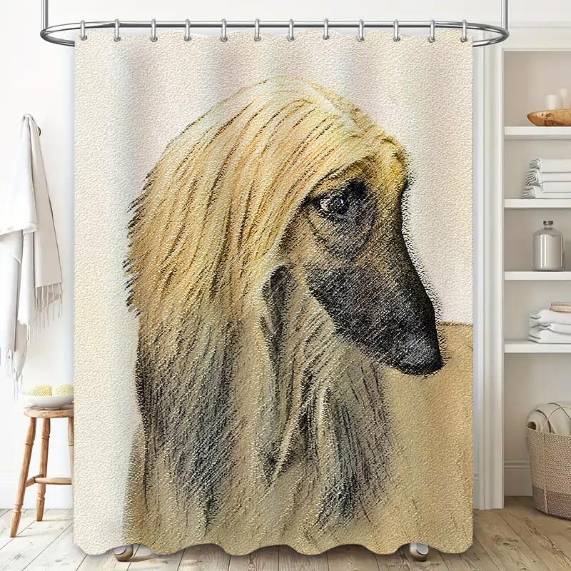 High-Quality Artistic Shower Curtain Featuring a Soft-Pencil-Style Dog Portrait Ideal for Your Bathroom Décor