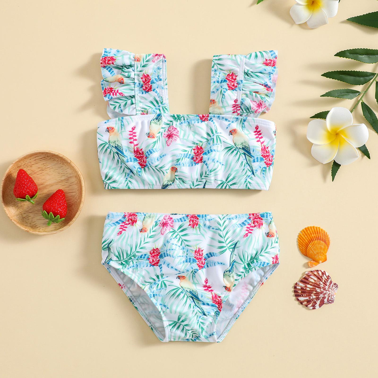 

Girls Fresh Floral Two-Piece Bikini Set with High Elasticity 100