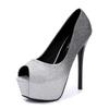 Platform Heels Wedding Shoes Women Pumps 2025 Peep Toe Dress Nightclub Thin High Heels Sequined Cloth Ladies Shoes