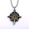 Vintage Nordic Men's Stainless Steel Men's Pendant Viking Compass Rune Necklace Pendant