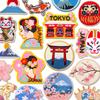 Cherry Blossoms Mount Fuji Patch Cartoon Japan Anime Embroidered Patch Iron On Patches For Clothing Thermoadhesive Patches DIY