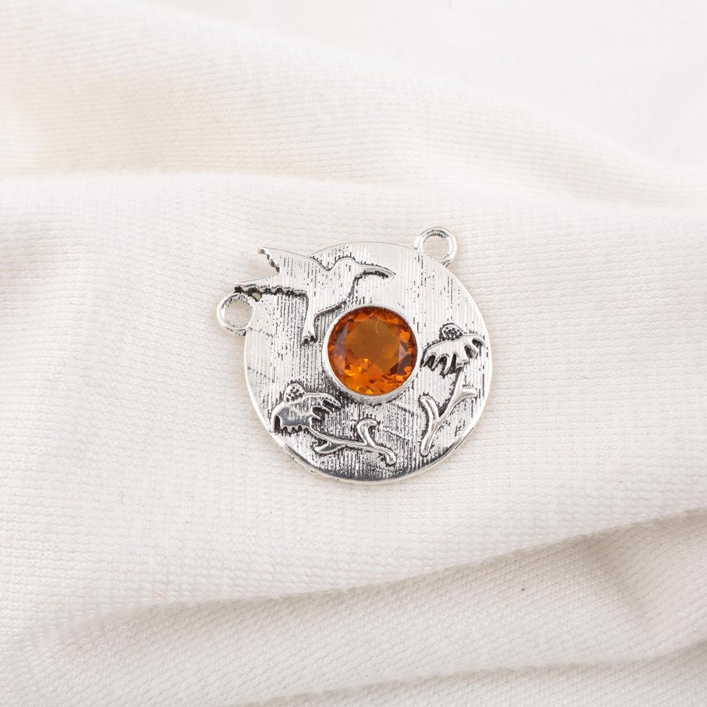 Citrine Pendant Gemstone Jewelry, 925 Solid Sterling Silver Pendant, Handmade Jewelry Birthstone Pendant, Gift For Him