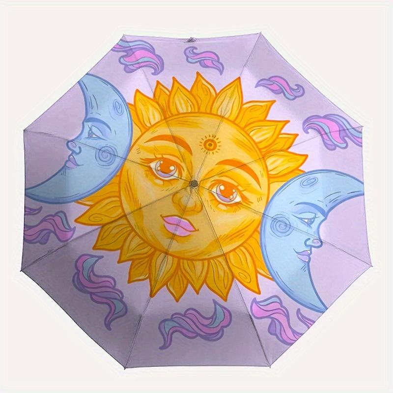 

1pc Sun Moon Mandala Automatic Opening/closing Umbrella with Auto Open/Close, Windproof, Foldable Sunshade yy250811131